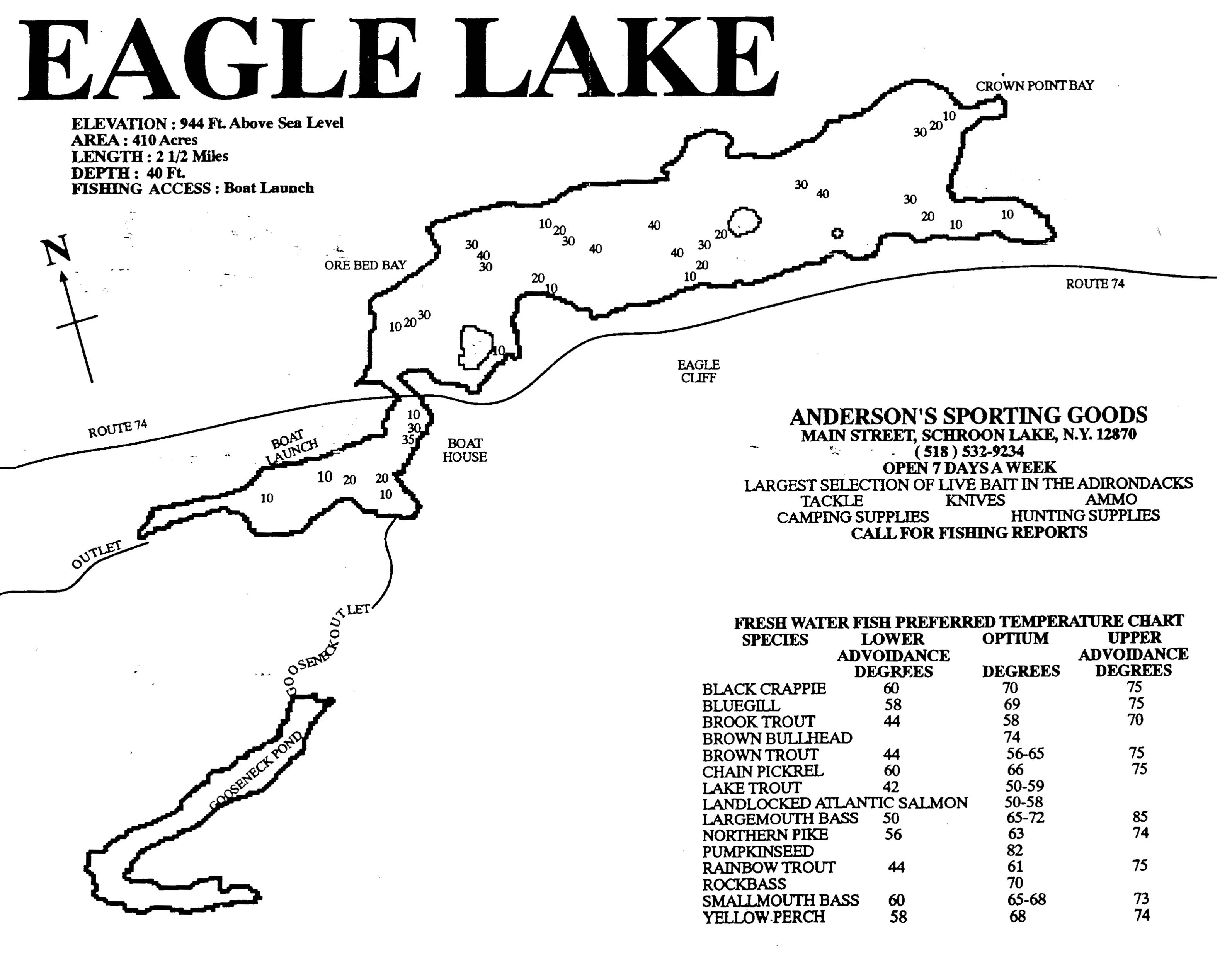 Map Eaglelake from anderson sporting goods